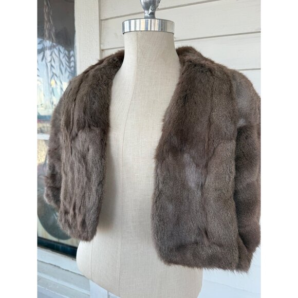 Vintage 40's Smoke Gray Muskrat Fur Stole Capelet - Picture 9 of 16